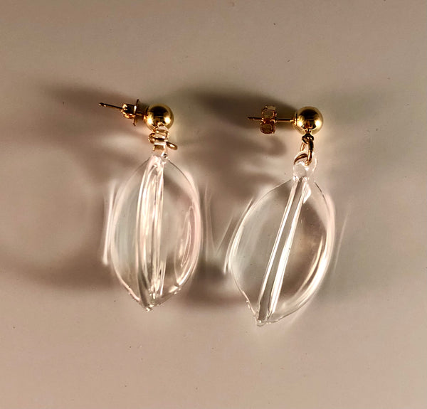 Clear Earrings with Gold